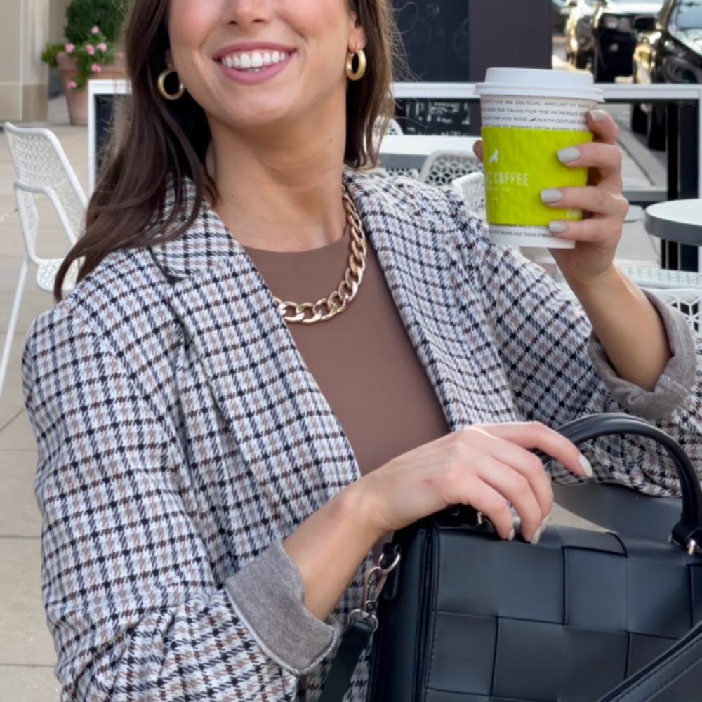 Tan and Black Houndstooth Blazer